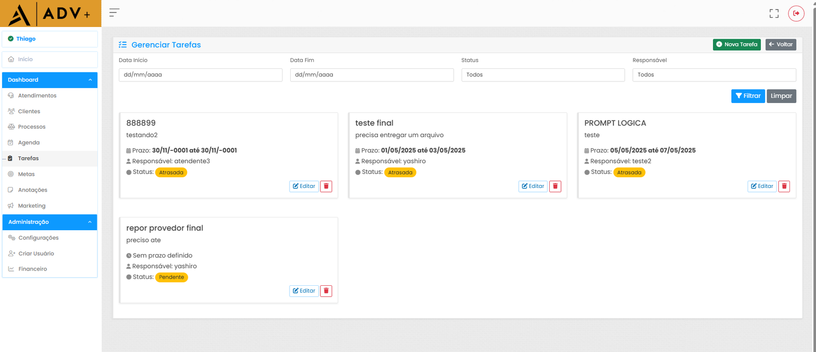 Gerenciamento de Tarefas